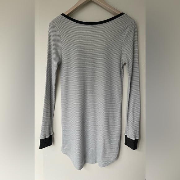 TOBI - Stay The Night Dress / Henley Sleep Shirt - Grey & White Stripe - Size M - Picture 2 of 4